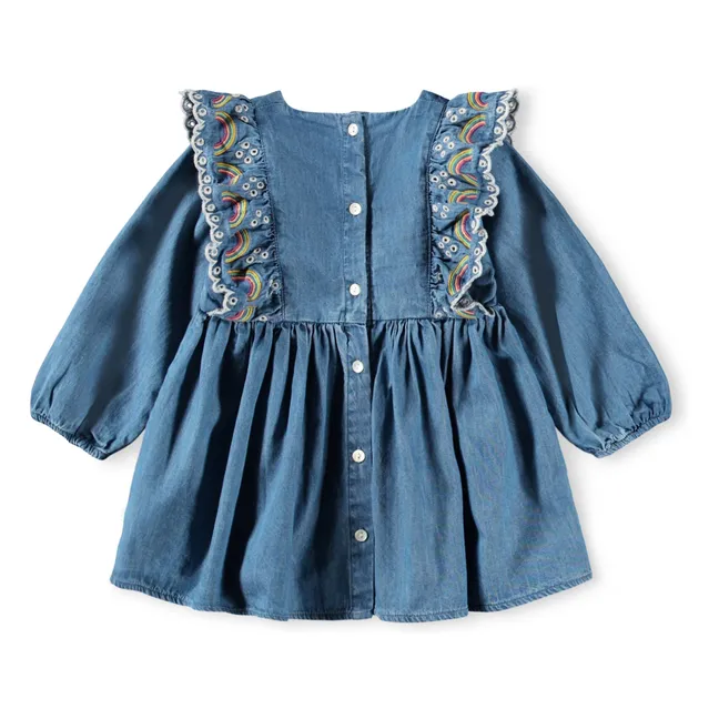 Carlene Rüschenkleid Regenbogen Bio-Baumwolle | Denim