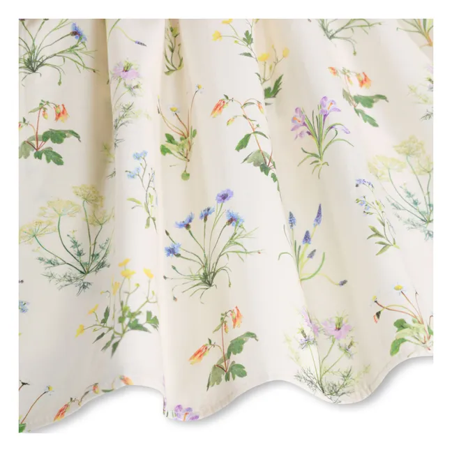 Robe Volants Cacao Fleurie Coton Bio | Ecru