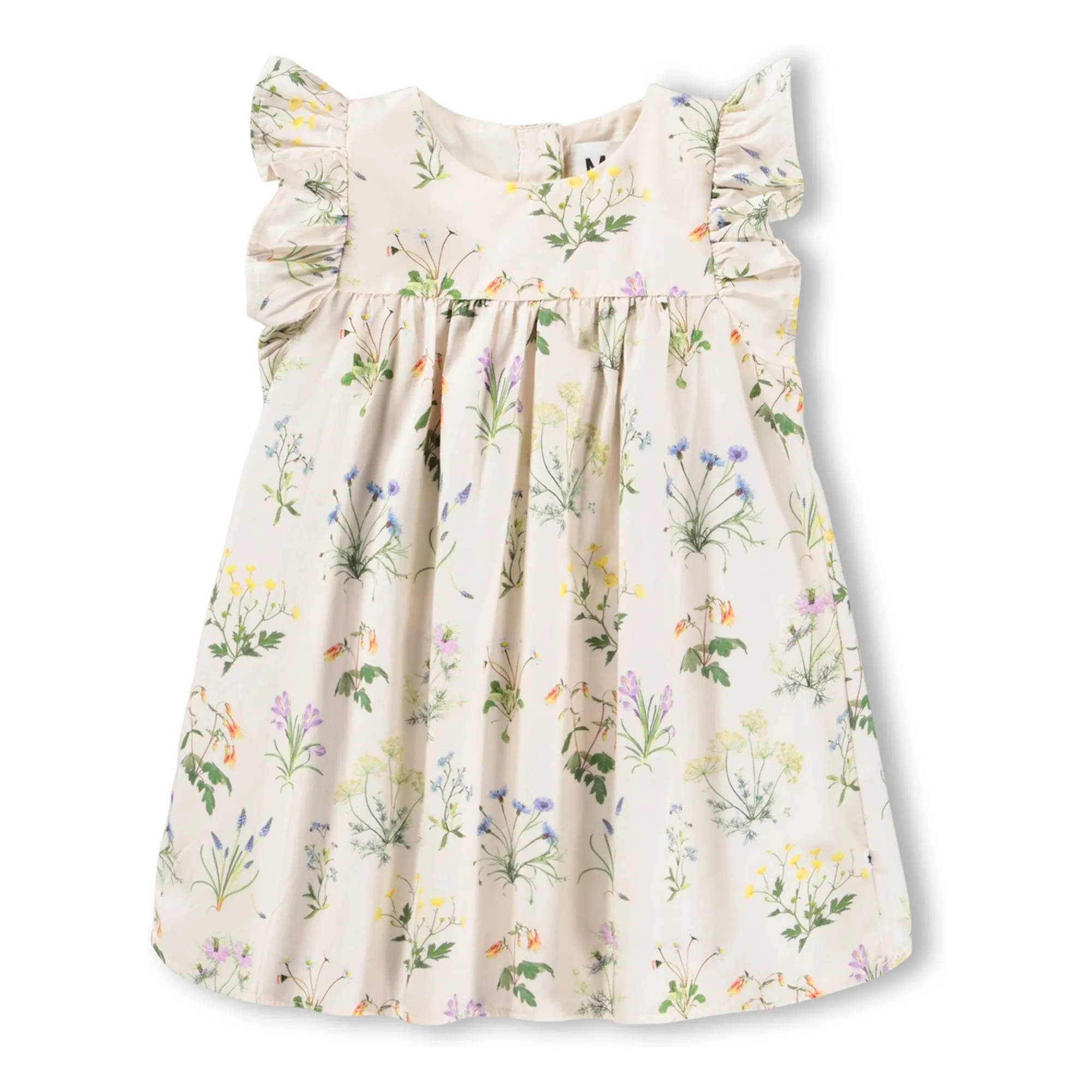 Molo Ecru Cacao Fleurie Organic Cotton Ruffle Dress