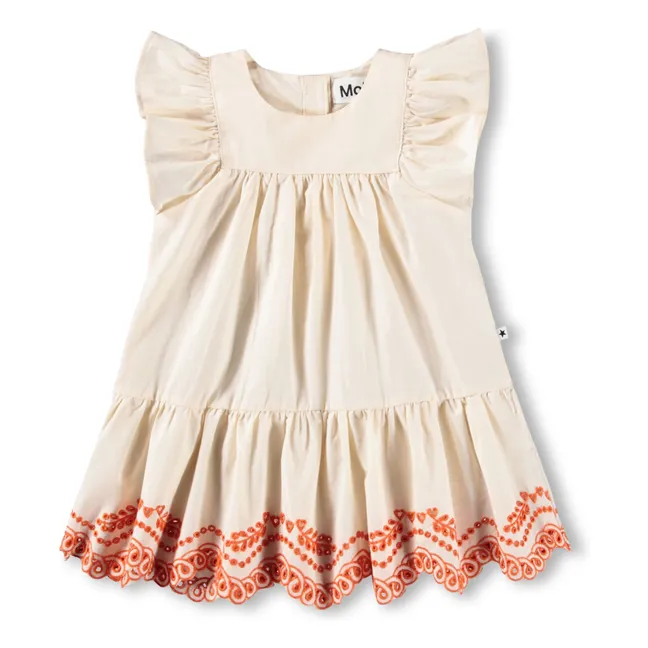Robe Volants Cammas Coton Bio | Ivoire