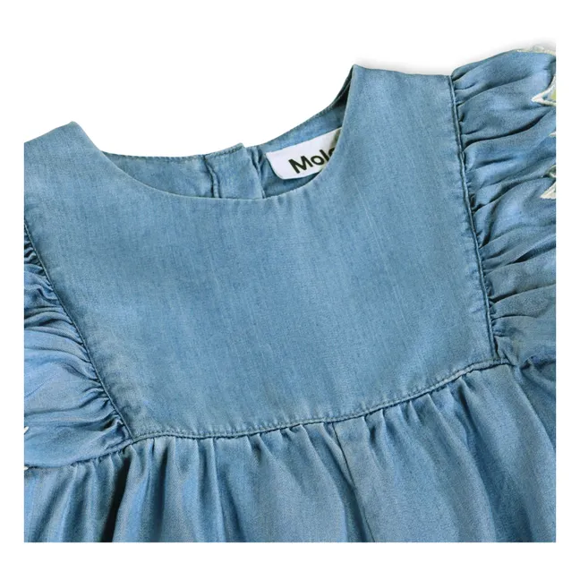 Combishort Denim Volants Fernanda | Bleu