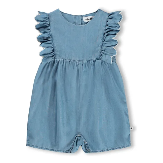 Combishort Denim Volants Fernanda | Bleu