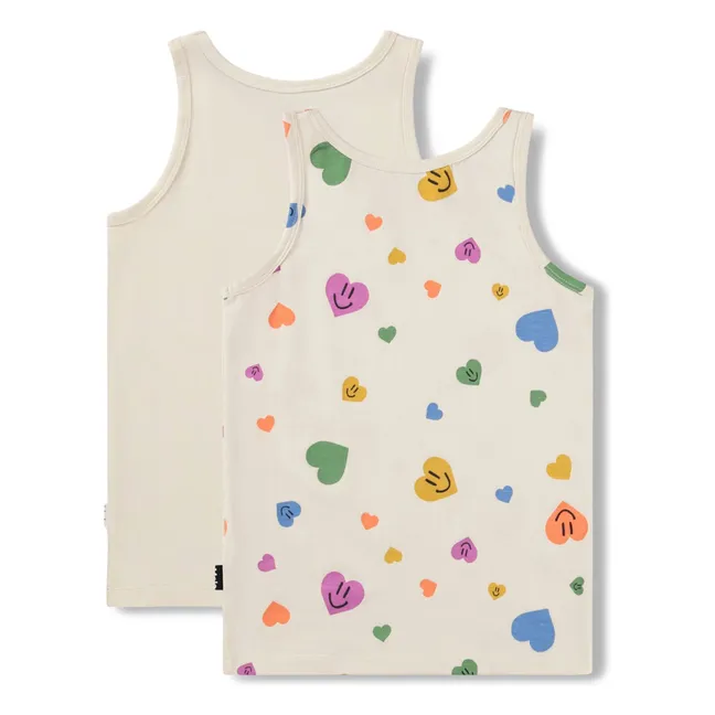 Set of 2 Jeanie Cœurs Organic Cotton Tank Tops | Ecru