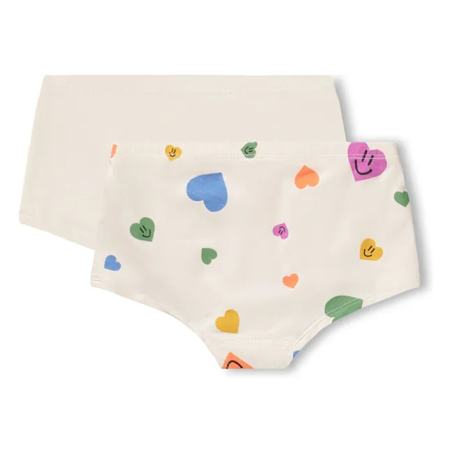 Set of 2 Jemma Cœurs Organic Cotton Panties | Ecru