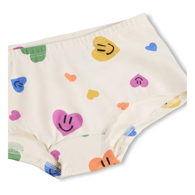 Lot de 2 Culottes Jemma Cœurs Coton Bio | Ecru