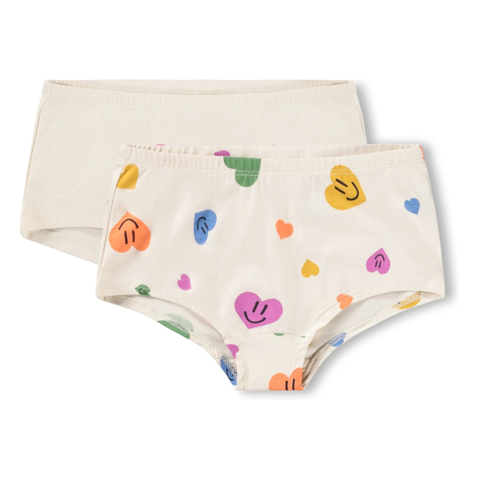 Molo Ecru Set Of 2 Jemma Cœurs Organic Cotton Panties