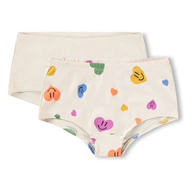 Set of 2 Jemma Cœurs Organic Cotton Panties | Ecru
