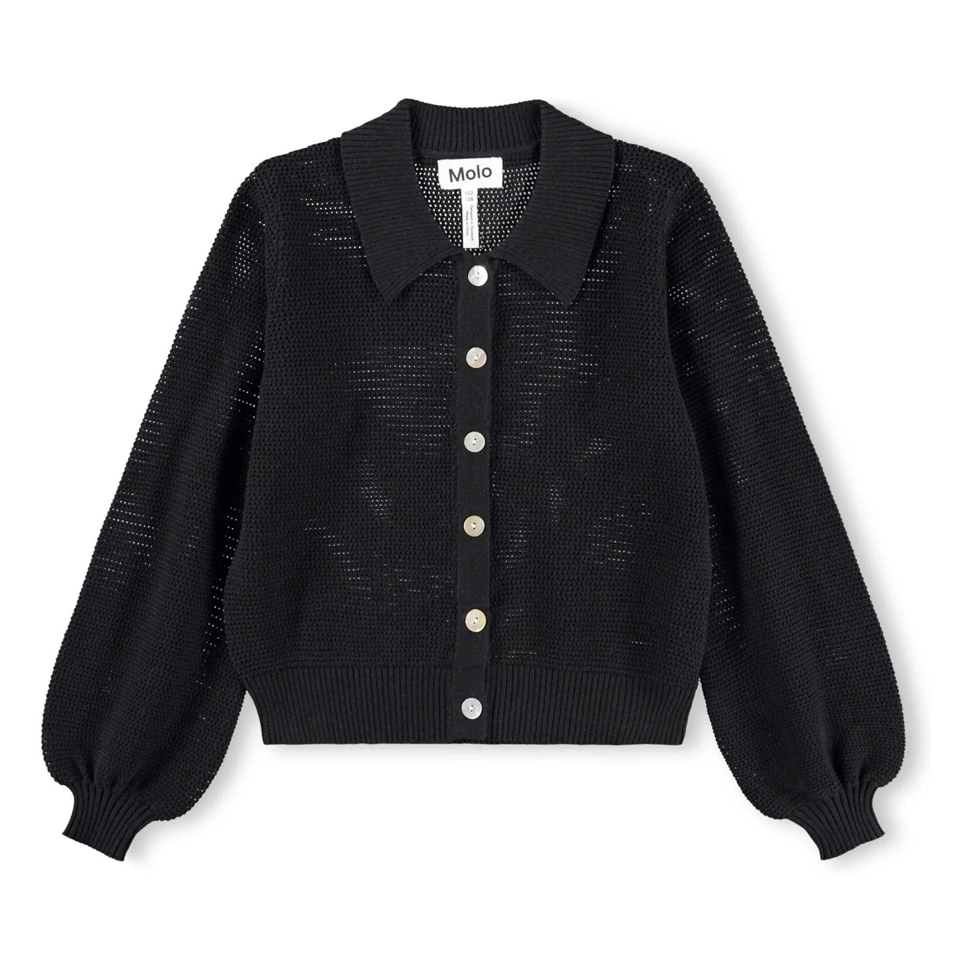 Molo Black Guida Organic Cotton Polo Neck Cardigan