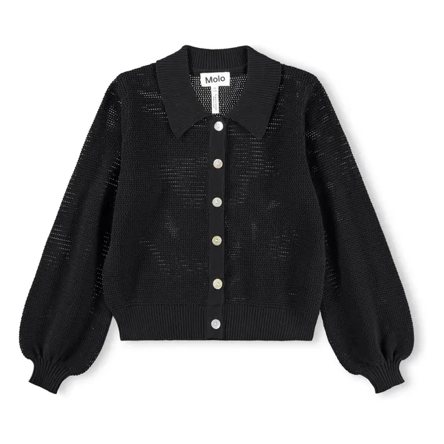 Cardigan Col Polo Guida Coton Bio | Noir