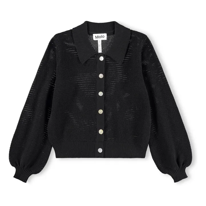 Chaqueta Guida de algodón orgánico con cuello de polo | Negro- Imagen del producto n°0
