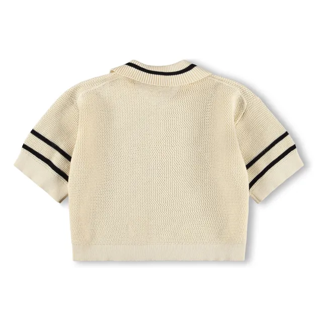 Gwinn organic cotton knit polo shirt | Ecru