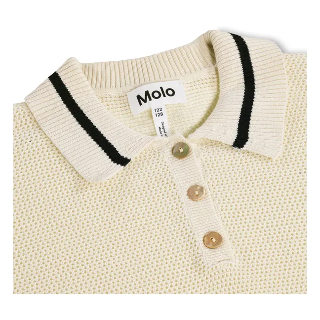 Gwinn organic cotton knit polo shirt | Ecru
