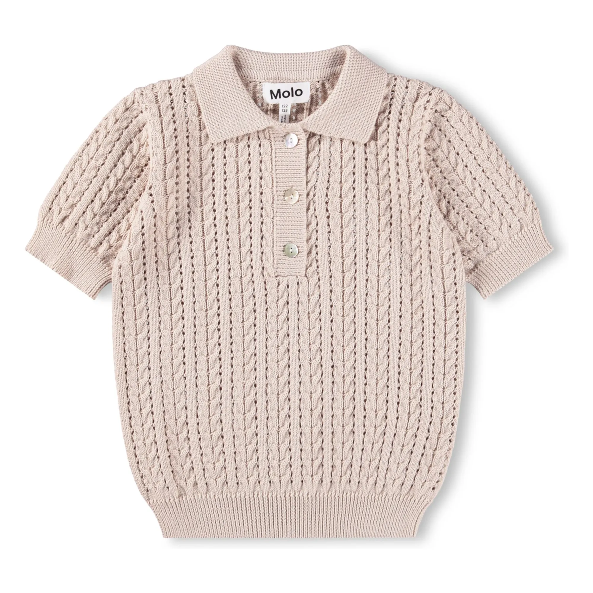 Molo Beige Gretel Organic Cotton Knit Polo Shirt