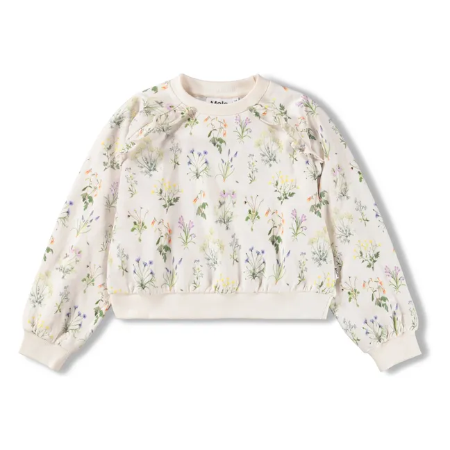 Sweat Mabel Fleuri Coton Bio | Ecru