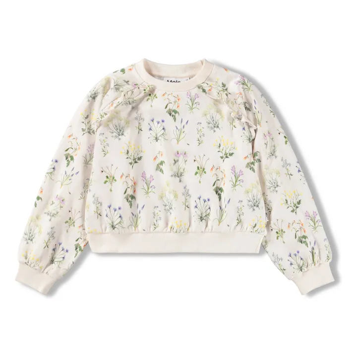 Sweat Mabel Fleuri Coton Bio | Ecru- Image produit n°0