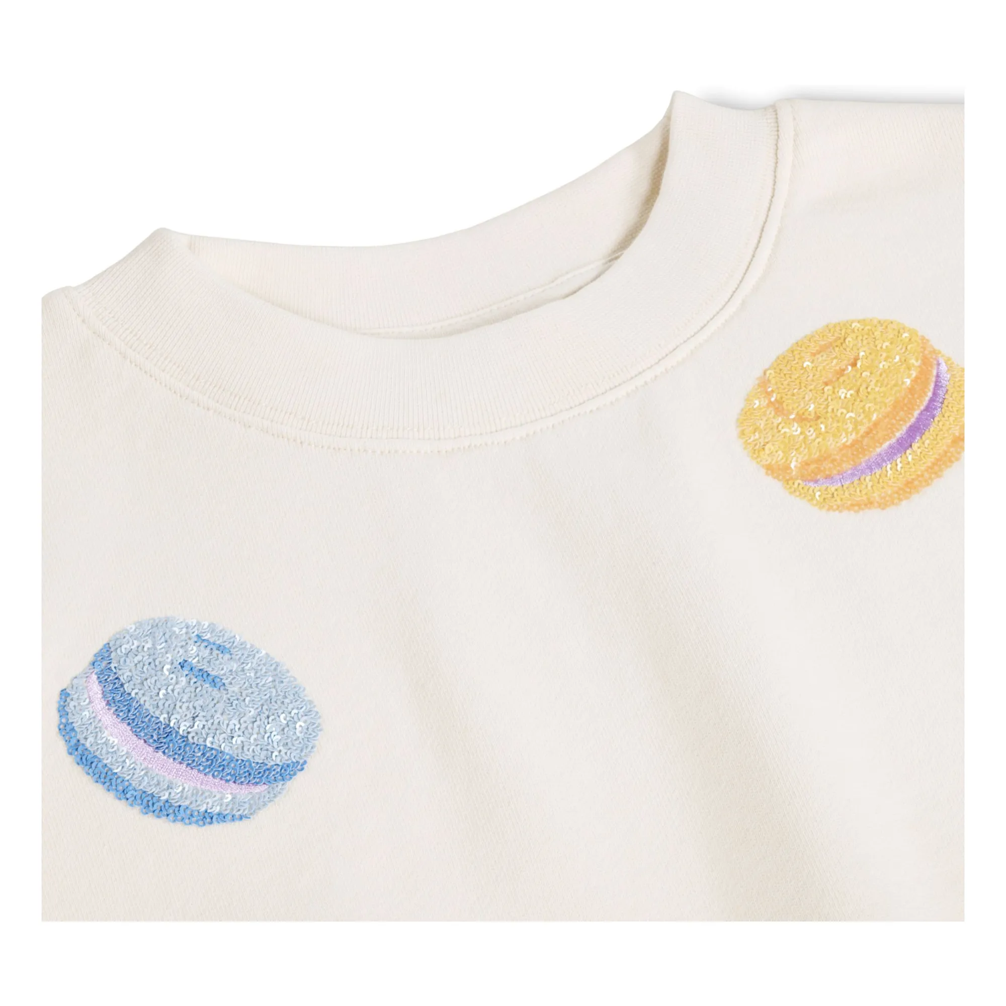 Sweat Marge Macarons Coton Bio | Blanc- Image produit n°1
