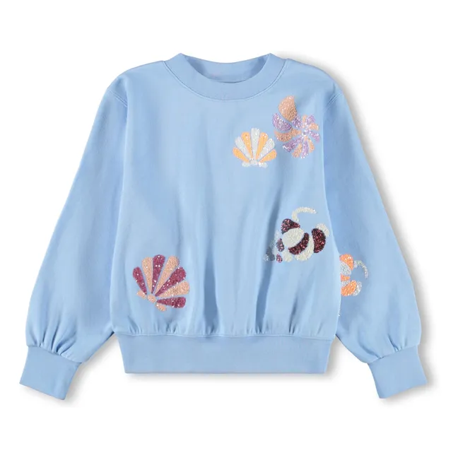 Sweat Marge Coquillages Coton Bio | Bleu Clair
