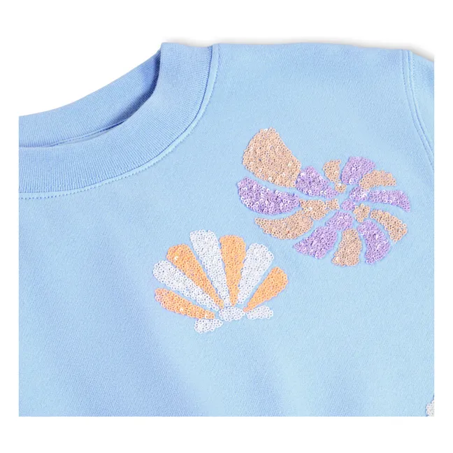 Sweat Marge Coquillages Coton Bio | Bleu Clair