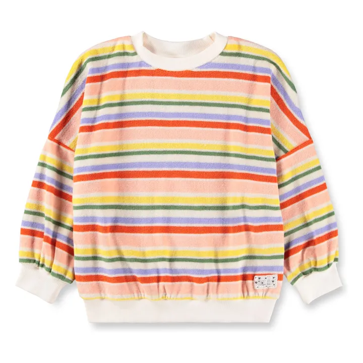 Sudadera de algodón orgánico a rayas Marika | Naranja- Imagen del producto n°0