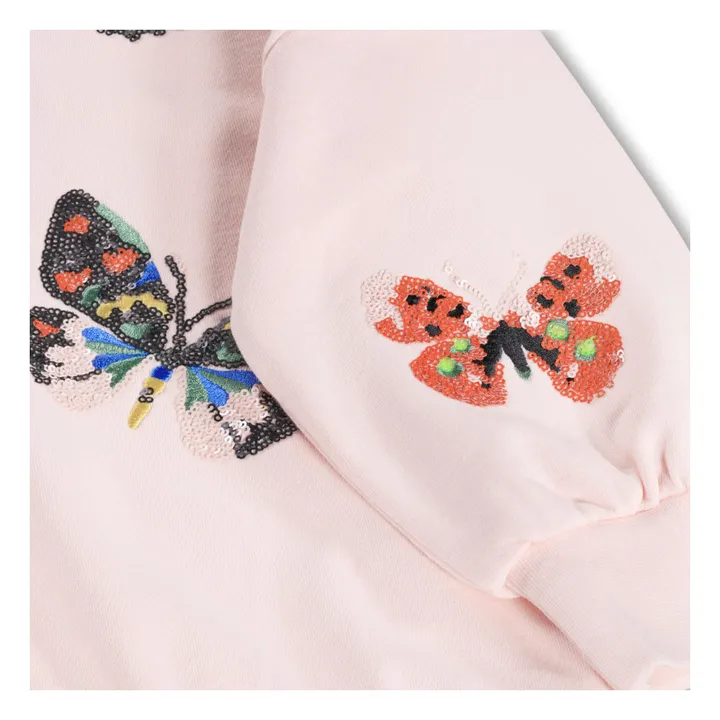 Sudadera Marika mariposas de algodón orgánico | Rosa Pálido- Imagen del producto n°3