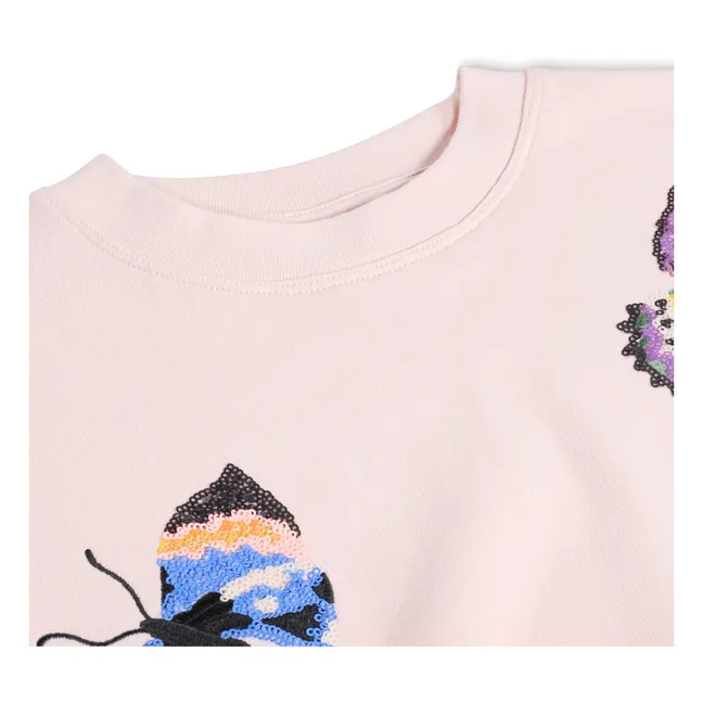 Sudadera Marika mariposas de algodón orgánico | Rosa Pálido