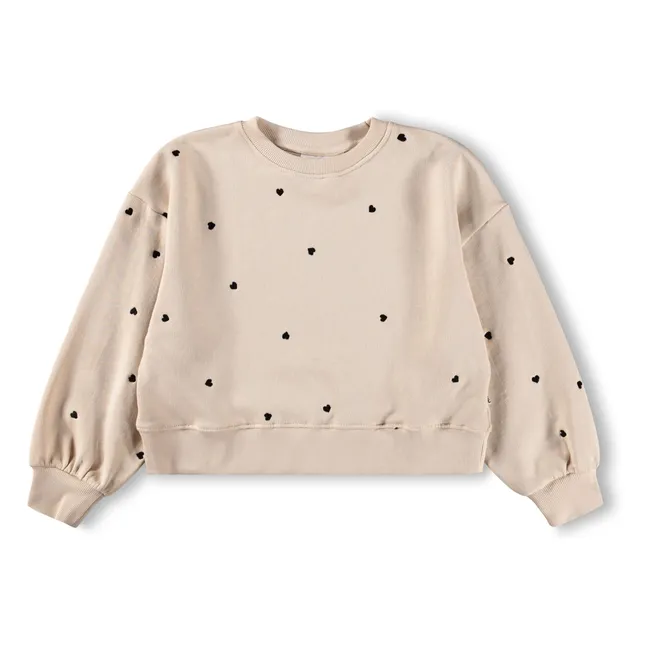 Sweat Miki Cœurs Coton Bio | Ecru
