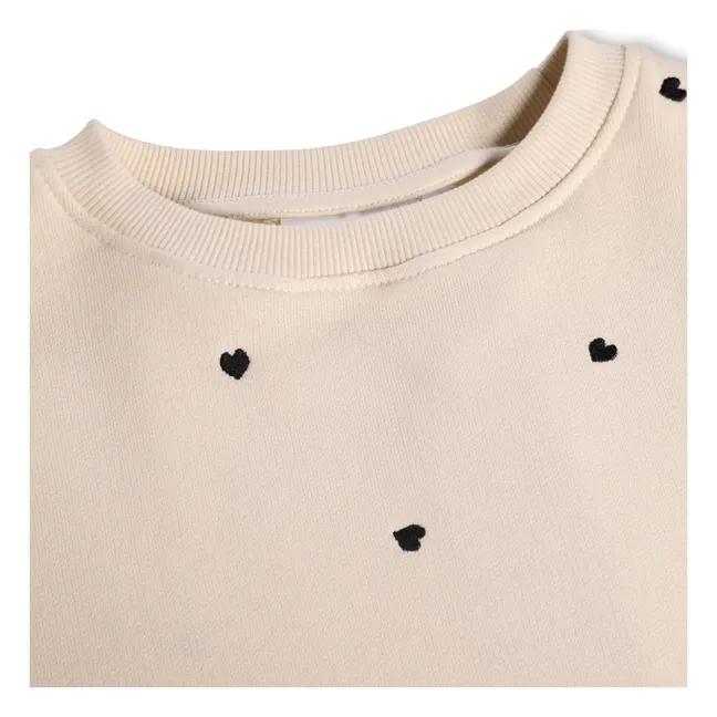 Miki hearts organic cotton sweatshirt | Ecru