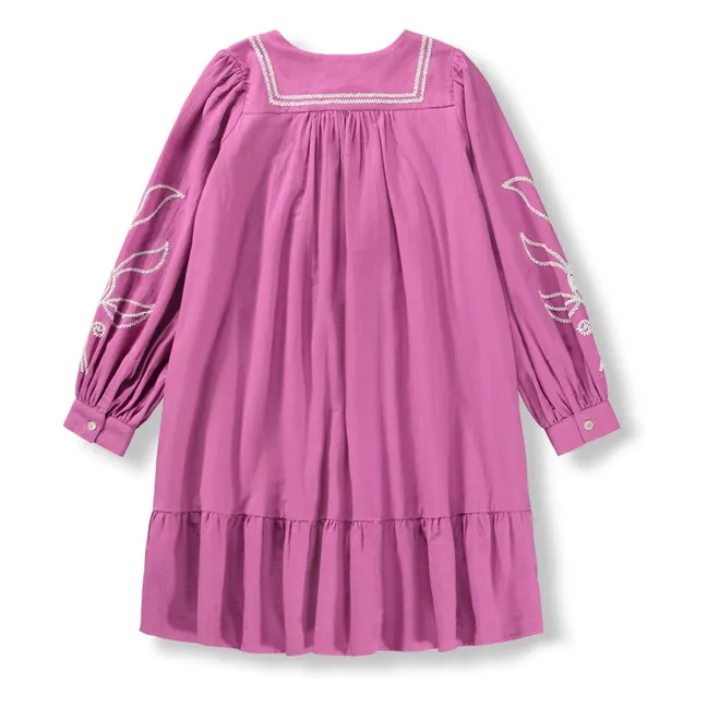 Vestido Crelo Botón Flores Algodón Ecológico | Violeta