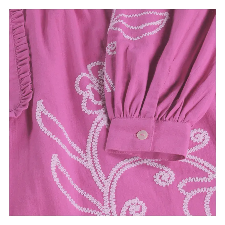 Robe Boutonnée Crelo Fleurs Coton Bio | Violet- Image produit n°4