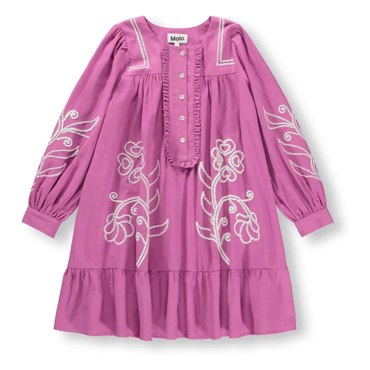 Robe Boutonnée Crelo Fleurs Coton Bio | Violet- Image produit n°0