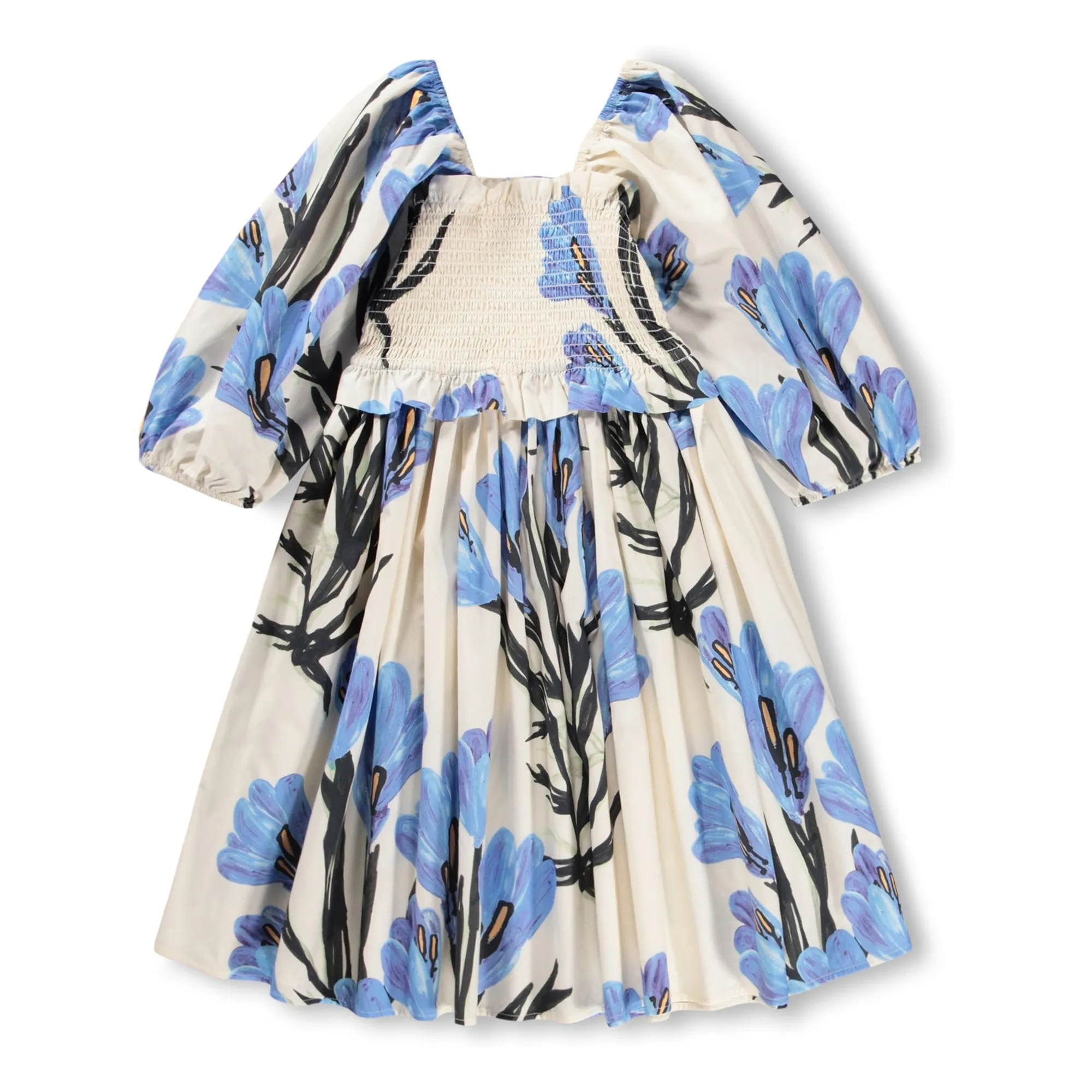 Molo Ecru Chipie Organic Cotton Flower Dress