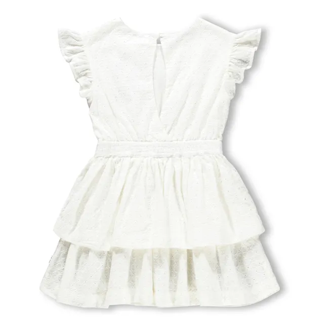 Vestido de volantes de algodón orgánico Carma | Blanco