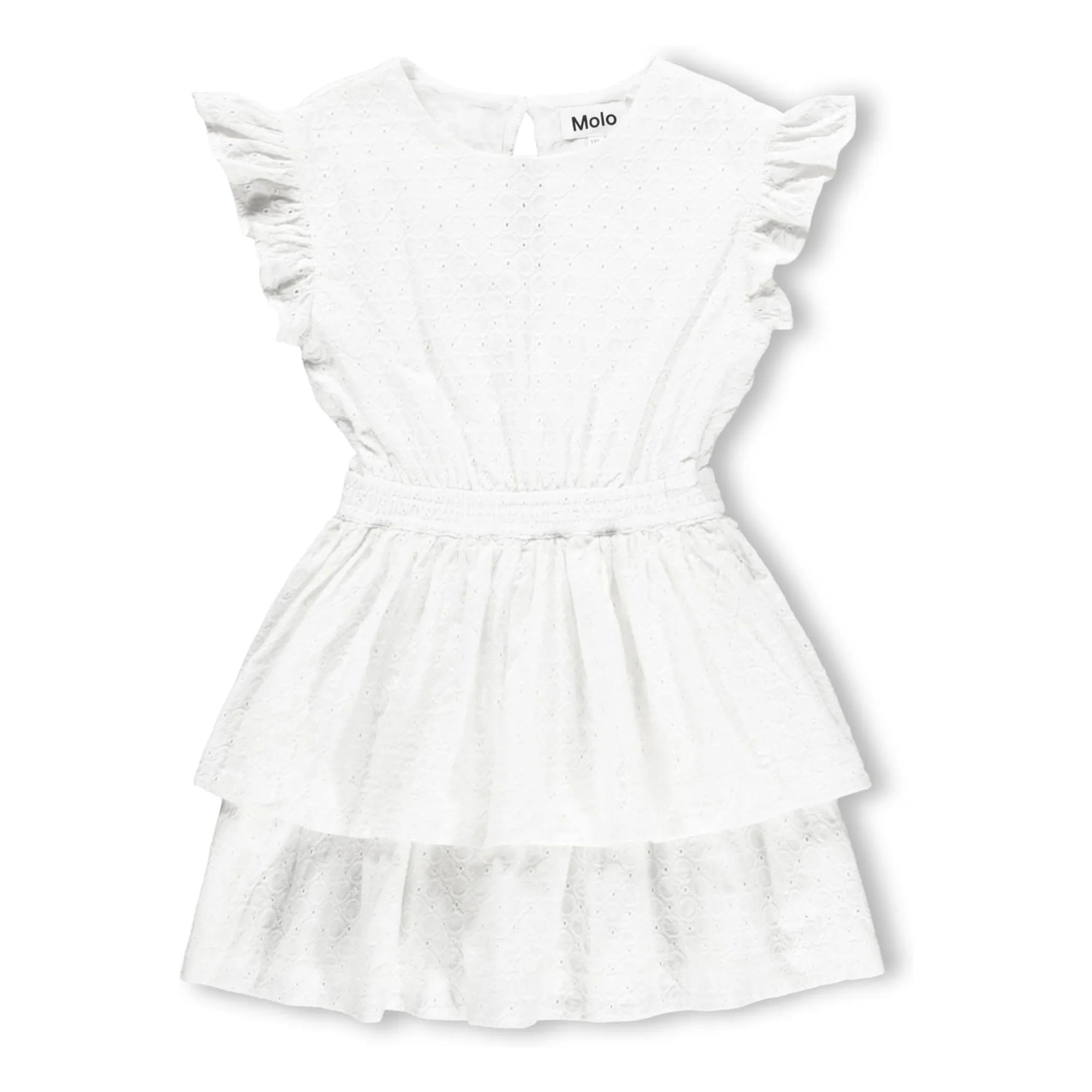 Molo White Carma Organic Cotton Ruffle Dress