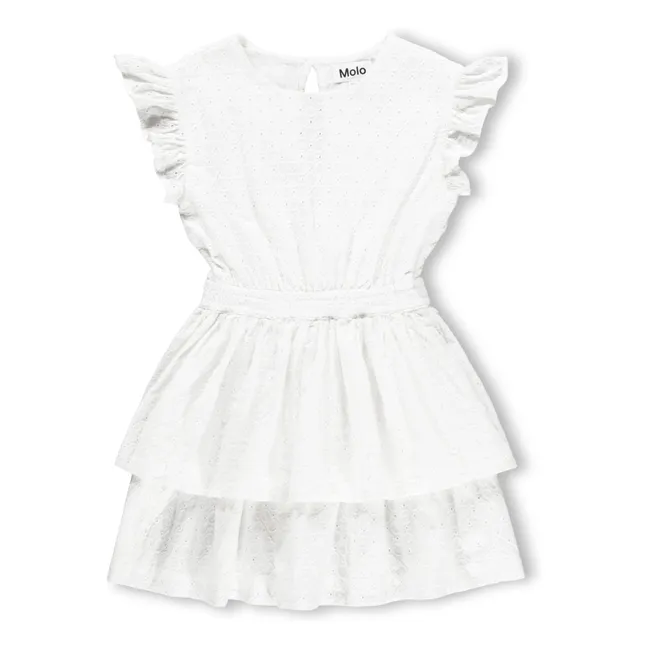 Vestido de volantes de algodón orgánico Carma | Blanco