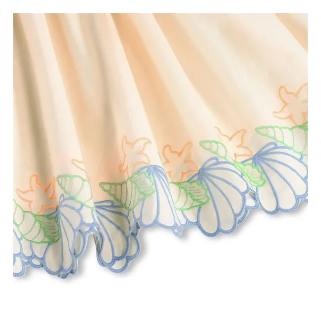 Vestido asimétrico con volantes de algodón orgánico Cato | Marfil