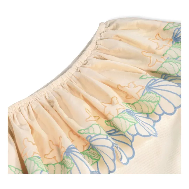 Vestido asimétrico con volantes de algodón orgánico Cato | Marfil