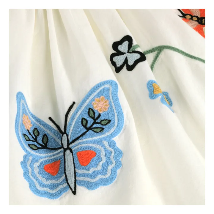 Vestido Pug Mariposas Algodón Ecológico | Marfil- Imagen del producto n°5