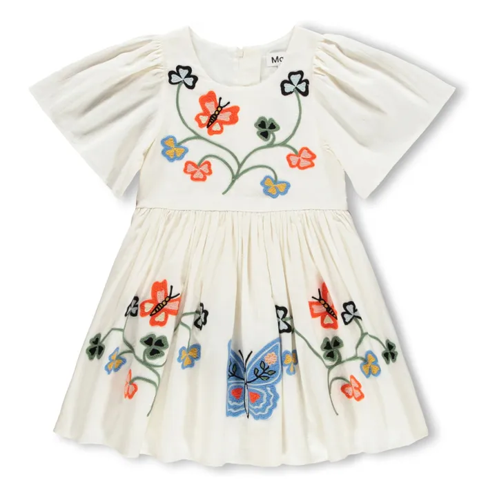 Vestido Pug Mariposas Algodón Ecológico | Marfil- Imagen del producto n°0