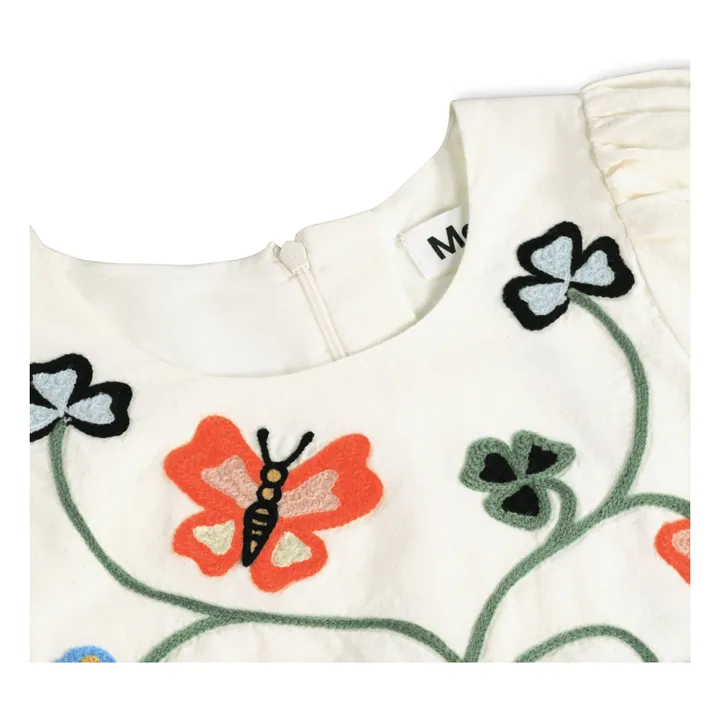 Vestido Pug Mariposas Algodón Ecológico | Marfil- Imagen del producto n°4