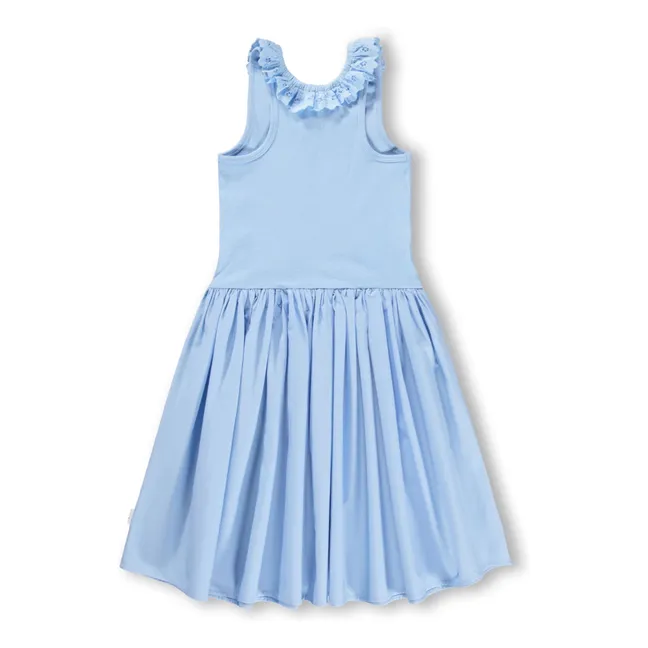 Vestido de algodón croco con volantes | Azul Claro