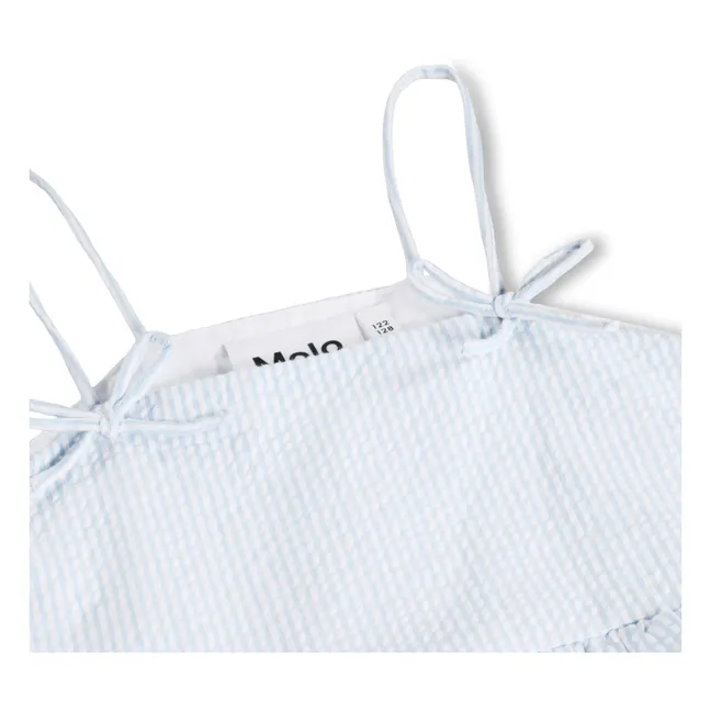 Striped Chelsea Ruffle Dress Organic cotton | Pale blue