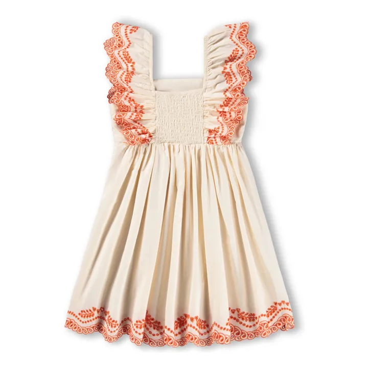 Vestido de volantes de algodón orgánico Clementine | Marfil- Imagen del producto n°4