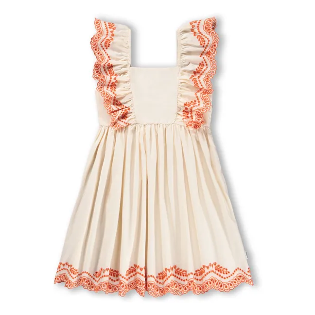 Clementine organic cotton ruffle dress | Ivory