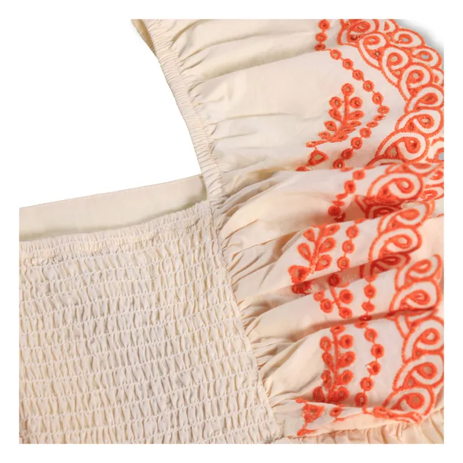 Robe Volants Clementine Coton Bio | Ivoire