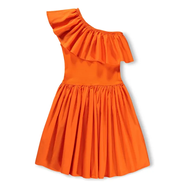 Robe Volants Asymétrique Chloey Coton Bio | Orange