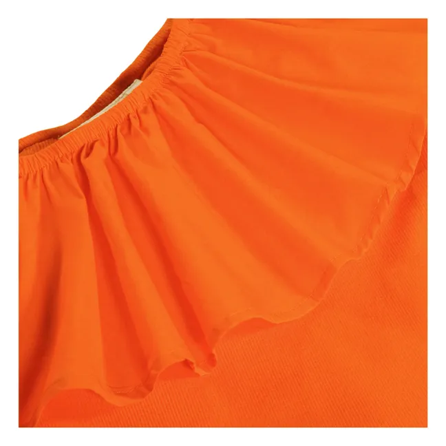 Robe Volants Asymétrique Chloey Coton Bio | Orange