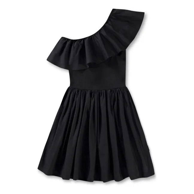 Robe Volants Asymétrique Chloey Coton Bio | Noir