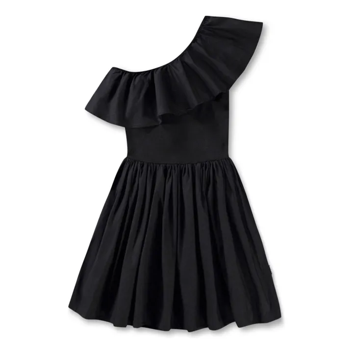 Robe Volants Asymétrique Chloey Coton Bio | Noir- Image produit n°0