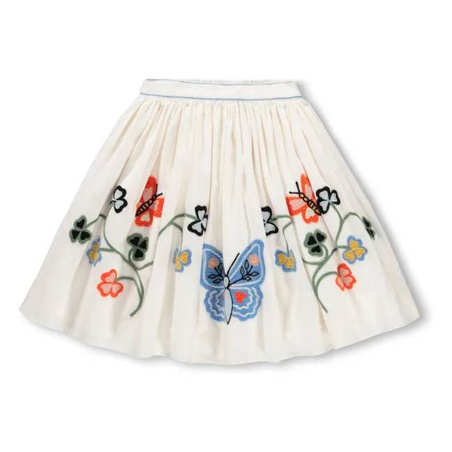 Jupe Bonnie Papillons Coton Bio | Ivoire