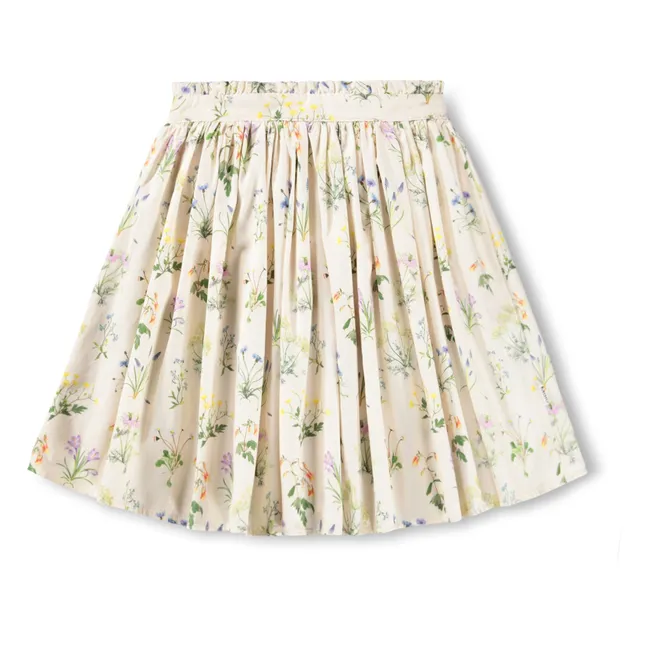 Jupe Bev Fleurie Coton Bio | Ecru